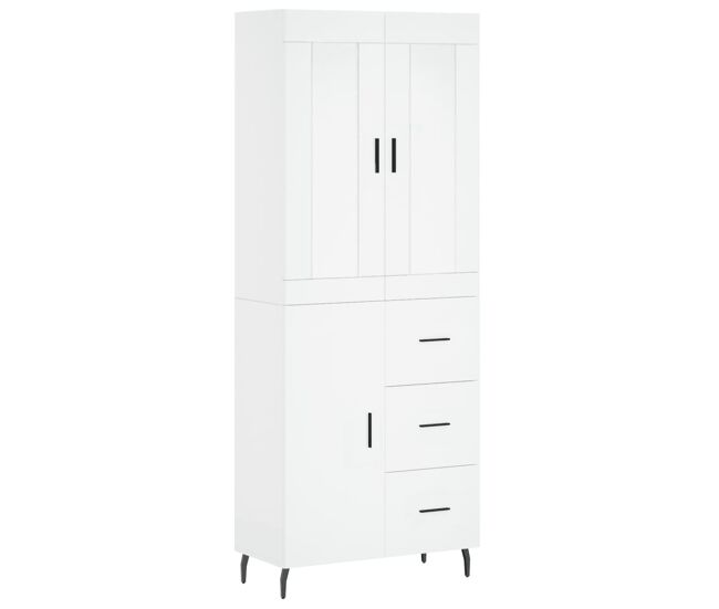 Aparador alto - mueble de almacenamiento madera contrachapada blanco 69,5x34x180 cm es725
