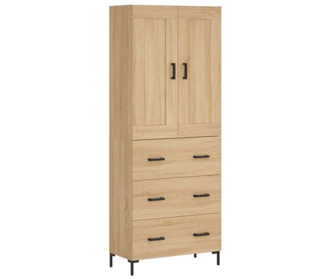 Aparador alto - mueble de almacenamiento madera contrachapada color roble 69,5x34x180 cm es832