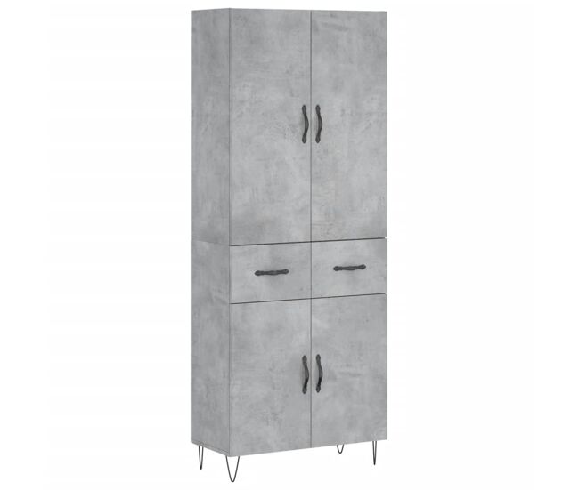 Aparador alto - mueble de almacenamiento madera contrachapada gris hormigón 69,5x34x180 cm es928