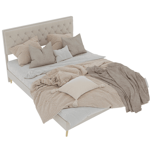 Cama moderna 140x200 - cabeceira macia e confortável, sem barra elevadora - bege