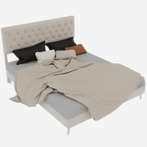 Cama moderna 140x200 - cabeceira macia e confortável, sem barra elevadora - bege