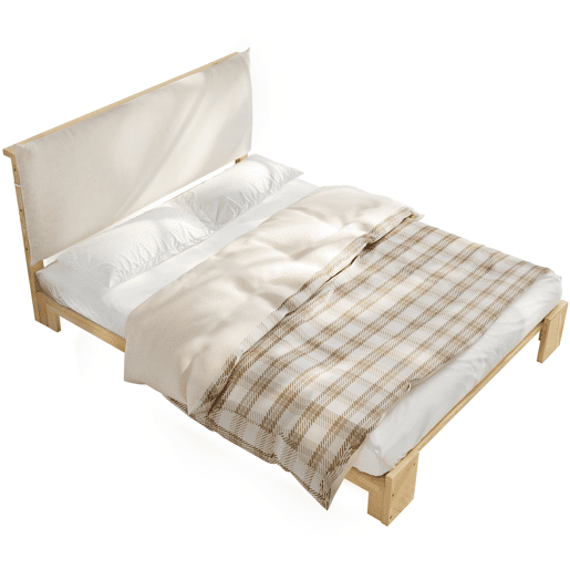 Cama individual 140x200 cm - cabeceira acolchoada, base estável, pés largos - natural