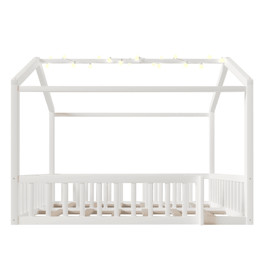 Cama infantil 90x190cm*2180x190cm - Com grade, estilo minimalista, LED - Branco
