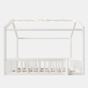 Cama infantil 90x190cm*2180x190cm - Com grade, estilo minimalista, LED - Branco