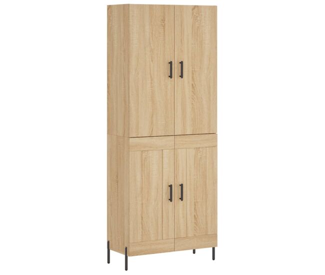 Aparador alto - mueble de almacenamiento madera contrachapada color roble 69,5x34x180 cm es797