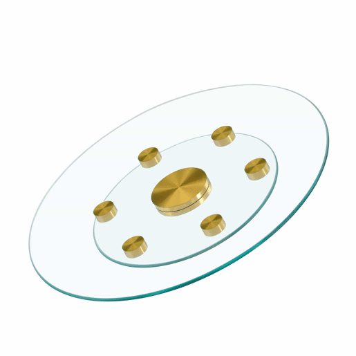 Mesa redonda com tampo de vidro giratório - 61 cm  38 cm - Design giratório, fácil de usar - Dourado, Transparente