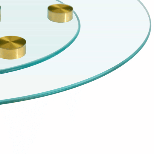Mesa redonda com tampo de vidro giratório - 61 cm  38 cm - Design giratório, fácil de usar - Dourado, Transparente