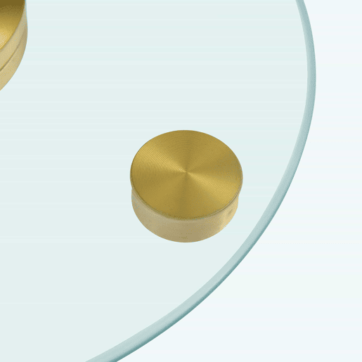 Mesa redonda com tampo de vidro giratório - 61 cm  38 cm - Design giratório, fácil de usar - Dourado, Transparente