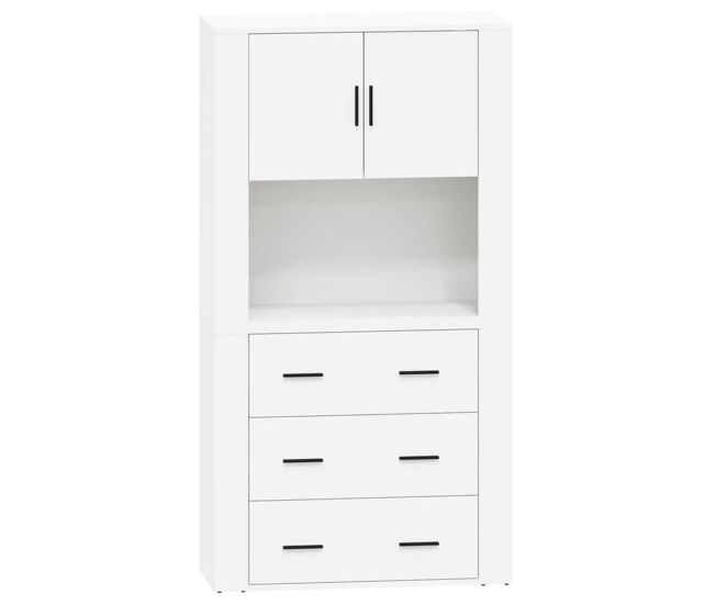 Aparador alto - mueble de almacenamiento madera contrachapada blanco es566