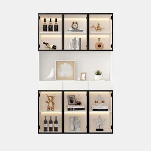 Vitrine de vidro 200 cm - Estante multiusos com luzes LED - Branco