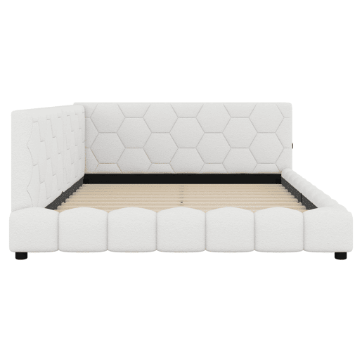 Cama tipo sofá-cama 140x200 - Sofá-cama com luz ambiente, USB, Tipo-C, material confortável - Branco