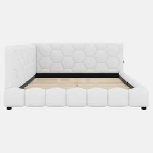 Cama tipo sofá-cama 140x200 - Sofá-cama com luz ambiente, USB, Tipo-C, material confortável - Branco