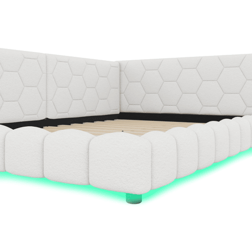 Cama tipo sofá-cama 140x200 - Sofá-cama com luz ambiente, USB, Tipo-C, material confortável - Branco