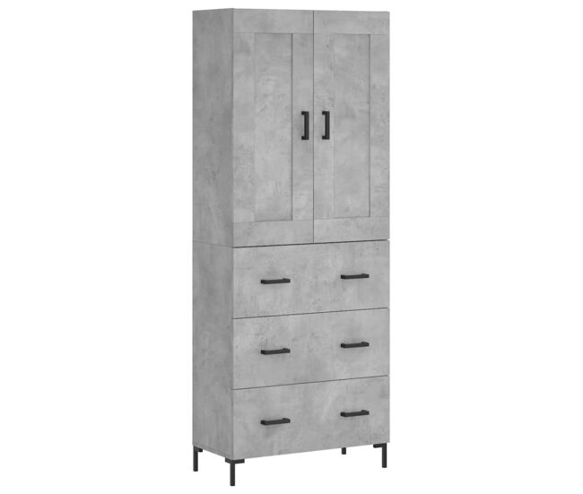 Aparador alto - mueble de almacenamiento madera contrachapada gris hormigón 69,5x34x180 cm es966