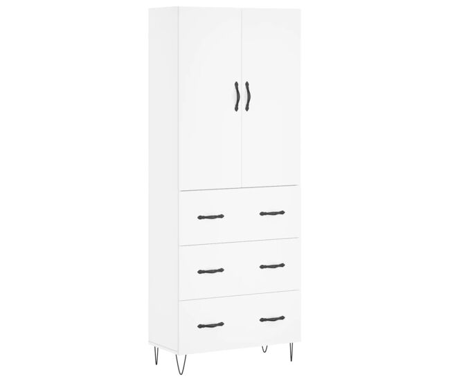 Aparador alto - mueble de almacenamiento madera contrachapada blanco 69,5x34x180 cm es672