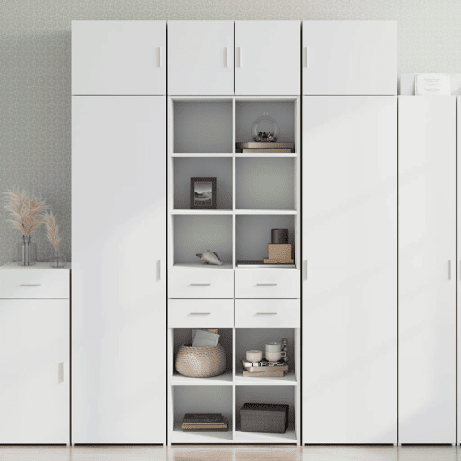 Armário alto - Bufete - Móvel de apoio 70x42,5x185 cm derivados de madeira branco pt1238