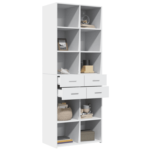 Armário alto - Bufete - Móvel de apoio 70x42,5x185 cm derivados de madeira branco pt1238