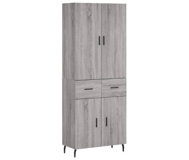 Aparador alto - mueble de almacenamiento madera contrachapada gris sonoma 69,5x34x180 cm es1101