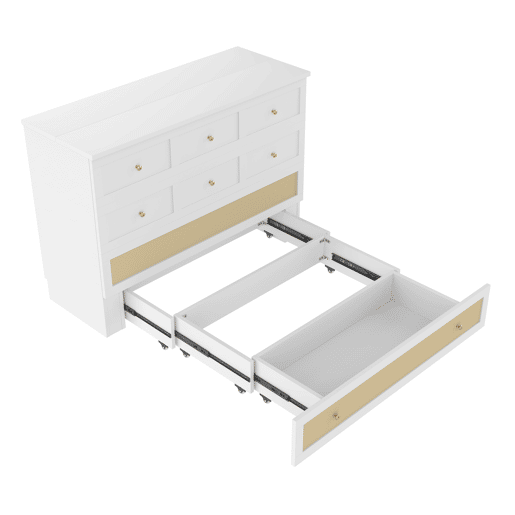 Cama rebatível 140x200 cm - móvel, gavetas na base, prateleira na cabeceira, USB e tomada, cama plataforma convertível, sem colchão - branco