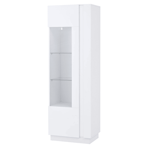 Vitrine 60x40x180 cm - Porta acrílica, LED, 3 prateleiras de vidro, alto brilho - Branco