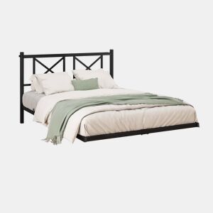 Cama de casal 120x200 cm - Estrutura metálica com LED e estação de carregamento, robusta - Preto