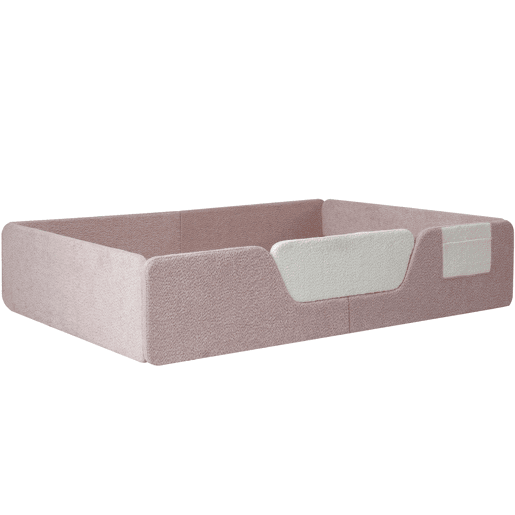 Cama estofada, 140x190 cm - Barreiras removíveis, bolso lateral, veludo único - Rosa