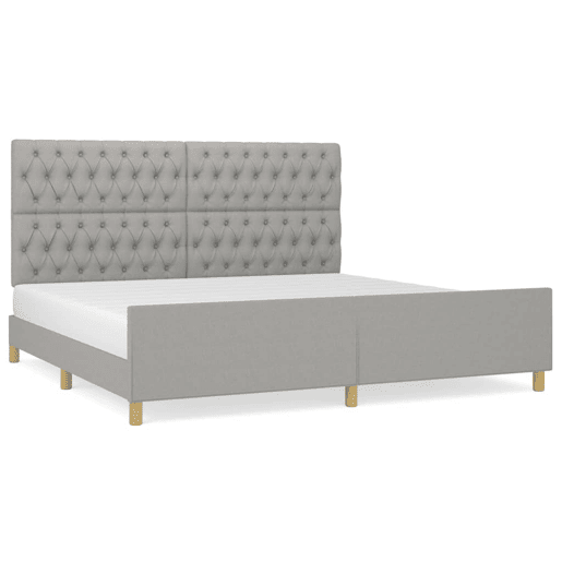 Estrutura de Cama de casal moderno 200x200 cm tecido cinzento-claro