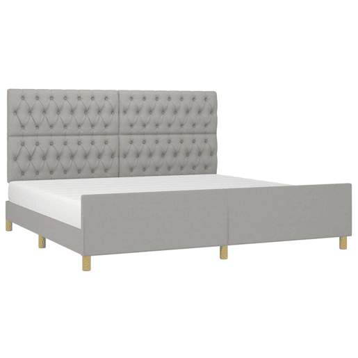 Estrutura de Cama de casal moderno 200x200 cm tecido cinzento-claro