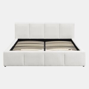 Cama de casal estofada 180x200 - com cabeceira acolchoada e estrado - bege bouclé