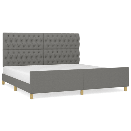 Estrutura Cama de casal para adultos com cabeceira 200x200 cm tecido cinzento-escuro