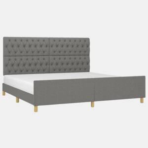 Estrutura Cama de casal para adultos com cabeceira 200x200 cm tecido cinzento-escuro