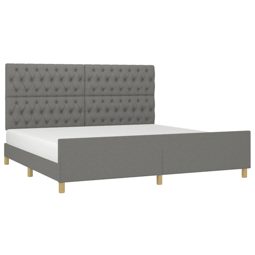 Estrutura Cama de casal para adultos com cabeceira 200x200 cm tecido cinzento-escuro