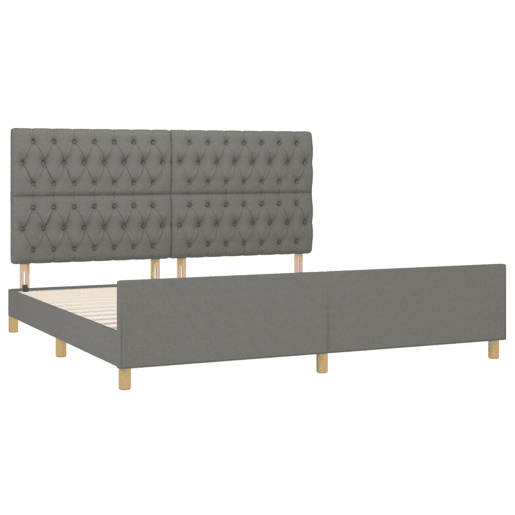 Estrutura Cama de casal para adultos com cabeceira 200x200 cm tecido cinzento-escuro