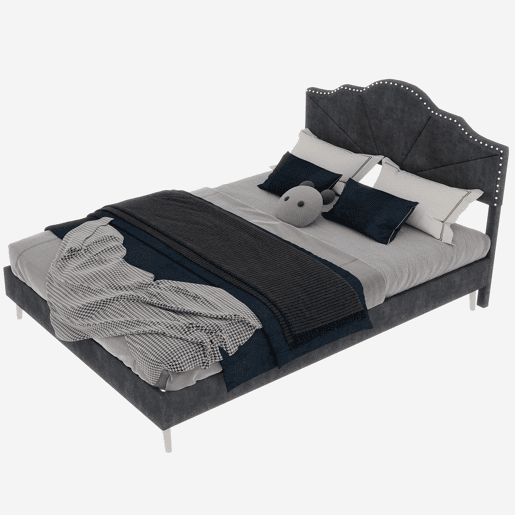 Cama estofada 140x200 - cabeceira macia e confortável, estrutura baixa - cinzenta