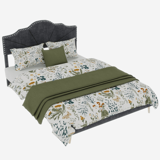 Cama estofada 140x200 - cabeceira macia e confortável, estrutura baixa - cinzenta