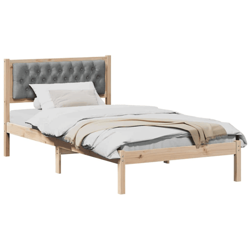Estrutura de cama de solteiro para adultos com Cabeceira - Cinzento-claro 100 x 200 cm