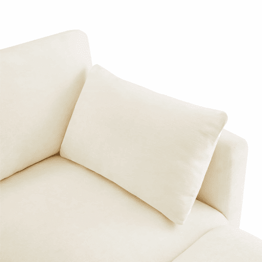 Sofá modular de 6 lugares - UL convertível, chenille, 2 pufes, braços ajustáveis, 4 almofadas e 2 apoios de cabeça - Bege