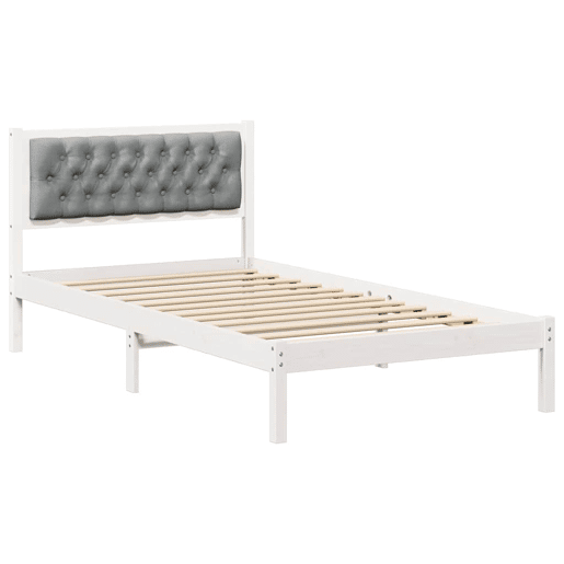 Estrutura de cama de solteiro para adultos com Cabeceira - Cinzento-claro 100 x 200 cm
