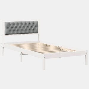 Estrutura de cama de solteiro para adultos com Cabeceira - Cinzento-claro 100 x 200 cm