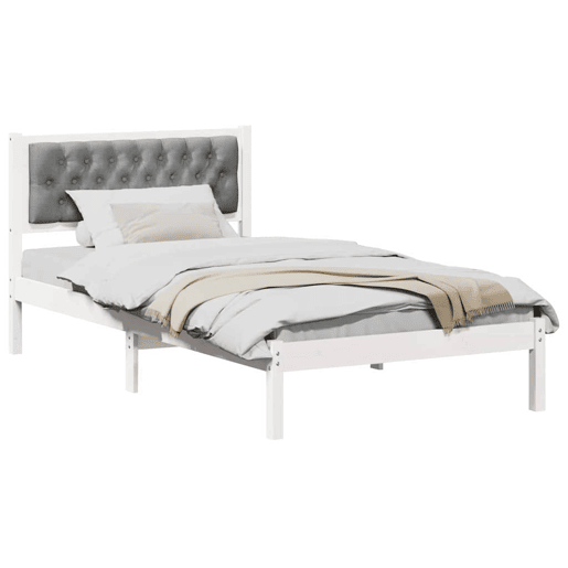 Estrutura de cama de solteiro para adultos com Cabeceira - Cinzento-claro 100 x 200 cm