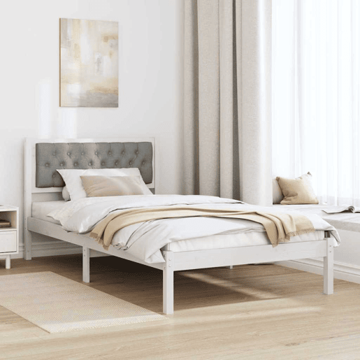 Estrutura de cama de solteiro para adultos com Cabeceira - Cinzento-claro 100 x 200 cm