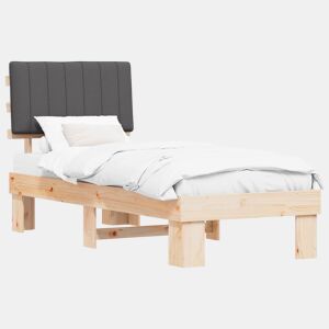 Estrutura de cama de solteiro para adultos com Cabeceira Estofada Cinza Escuro
