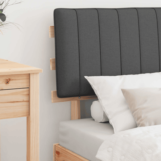 Estrutura de cama de solteiro para adultos com Cabeceira Estofada Cinza Escuro