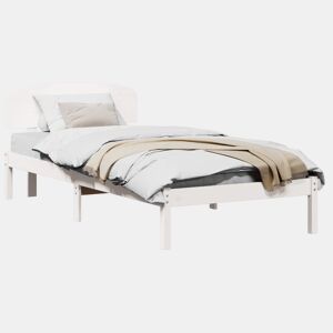 Estrutura de cama de solteiro para adultos - Branco 80 x 200 cm Madeira de Pinheiro Sólida