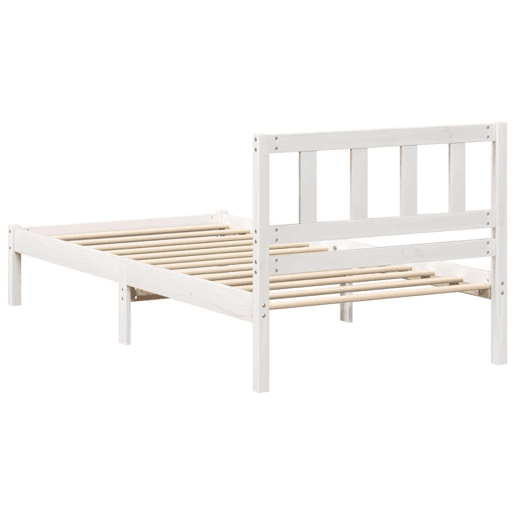 Estrutura de cama de solteiro para adultos - Branco 80 x 200 cm Madeira de Pinheiro Sólida