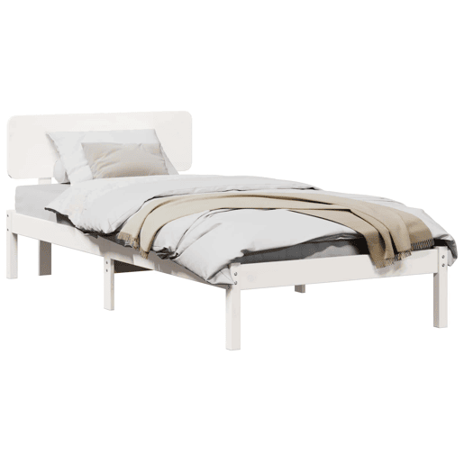 Estrutura de cama de solteiro para adultos - Branco 80 x 200 cm Madeira de Pinheiro Sólida