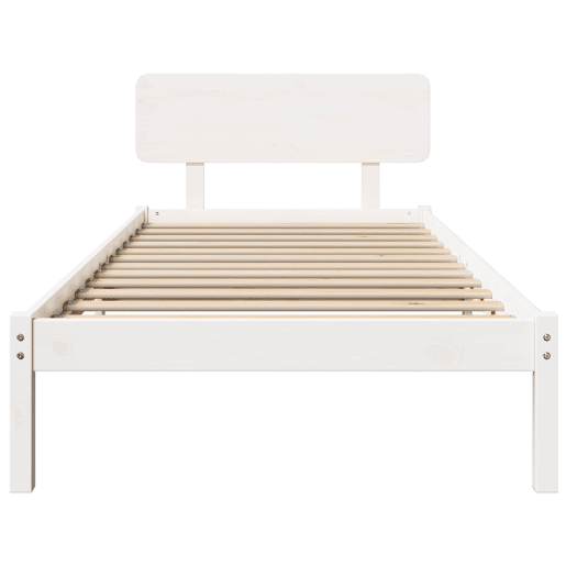 Estrutura de cama de solteiro para adultos - Branco 80 x 200 cm Madeira de Pinheiro Sólida