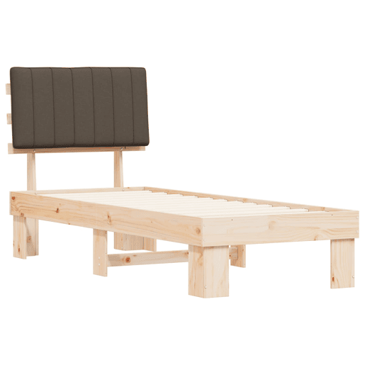 Estrutura de cama de solteiro Design com Cabeceira Estofada Cinzento-acastanhado