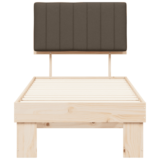 Estrutura de cama de solteiro Design com Cabeceira Estofada Cinzento-acastanhado