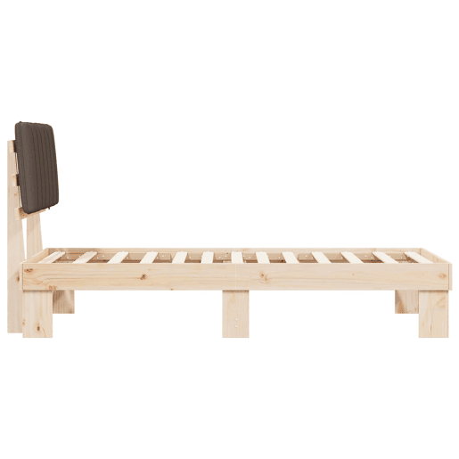 Estrutura de cama de solteiro Design com Cabeceira Estofada Cinzento-acastanhado